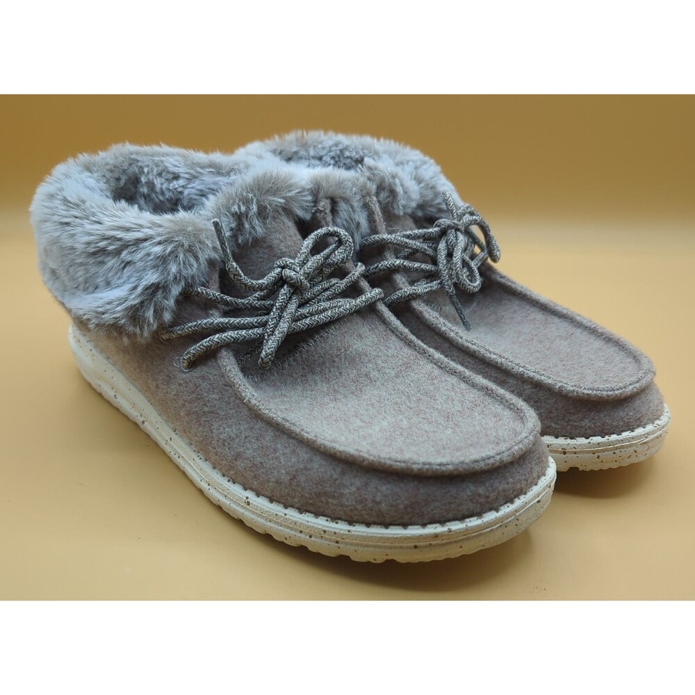 Hey Dude Britt Fur Lined Shoes Booties Chocolate Womens Sz 8 Comfort Shoes Plush